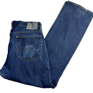 Vtg Y2K Faded‎ Polo Ralph Lauren Men Blue Jeans Size 36x33 Distressed